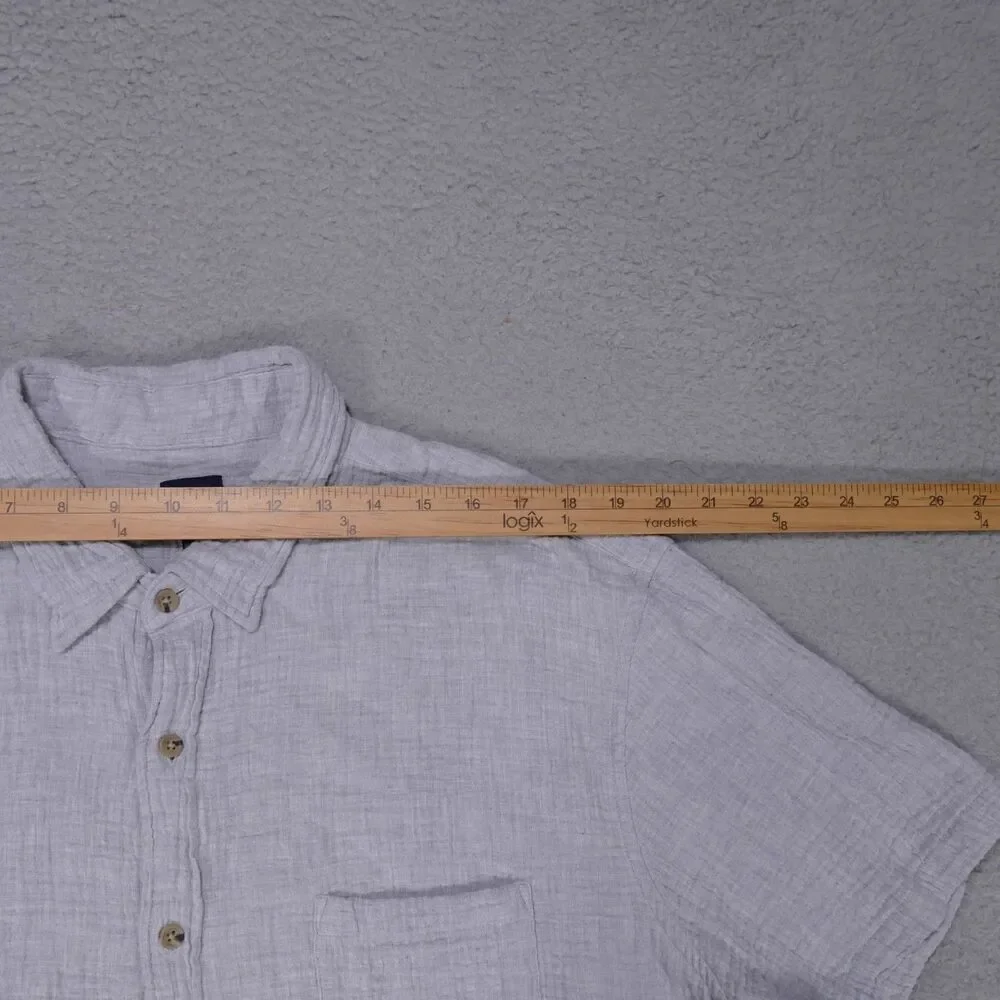 J.Crew Short Sleeve Gauze Shirt Mens XL Grey Textured Button Up